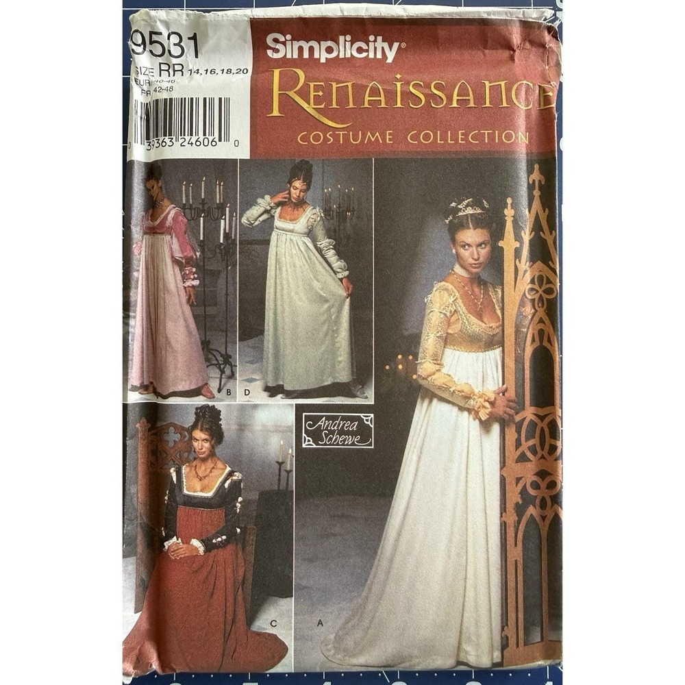 Simplicity Andrea Schewe Designed Pattern 9531 Renaissance Dress Costume 14-20